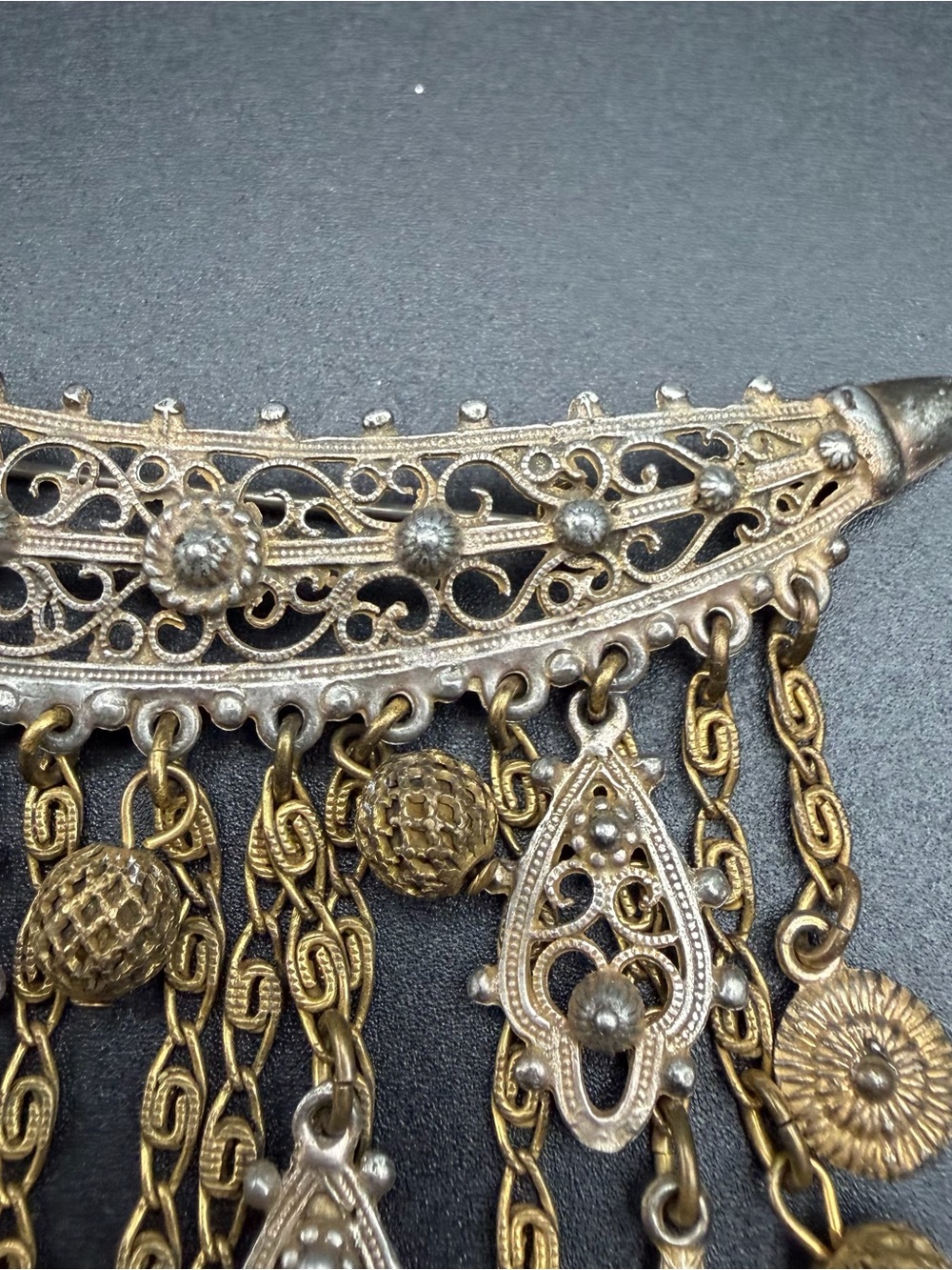 Vintage Jambiya or Scimitar dagger filigree brooch #809 - Picture 5 of 12